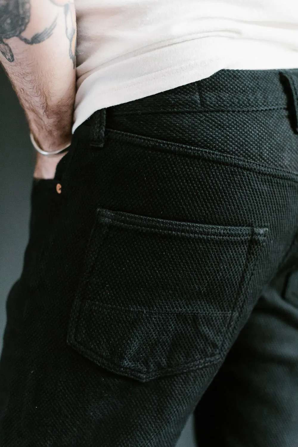1877S - "Kurozome" Sashiko Selvedge Pants Slim Straight - Black