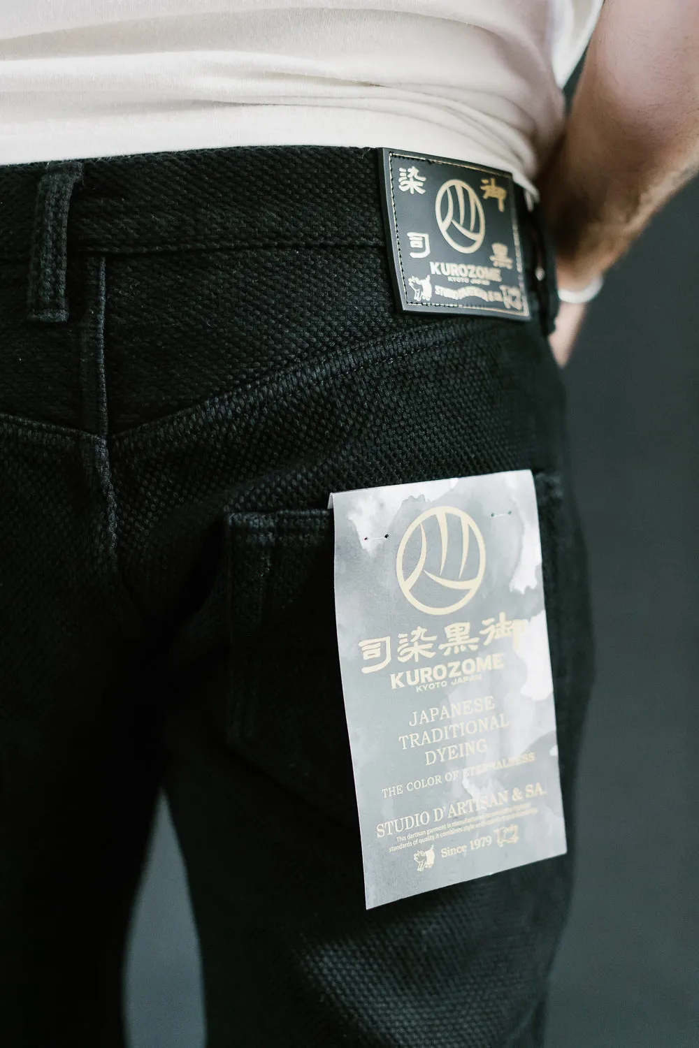 1877S - "Kurozome" Sashiko Selvedge Pants Slim Straight - Black