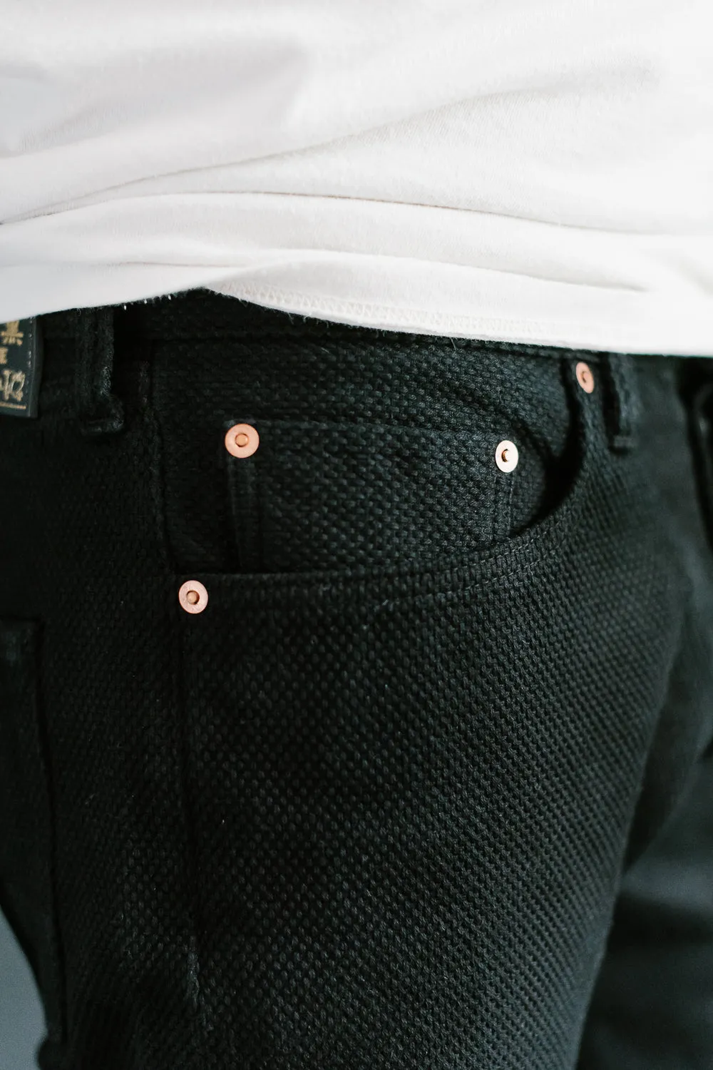 1877S - "Kurozome" Sashiko Selvedge Pants Slim Straight - Black