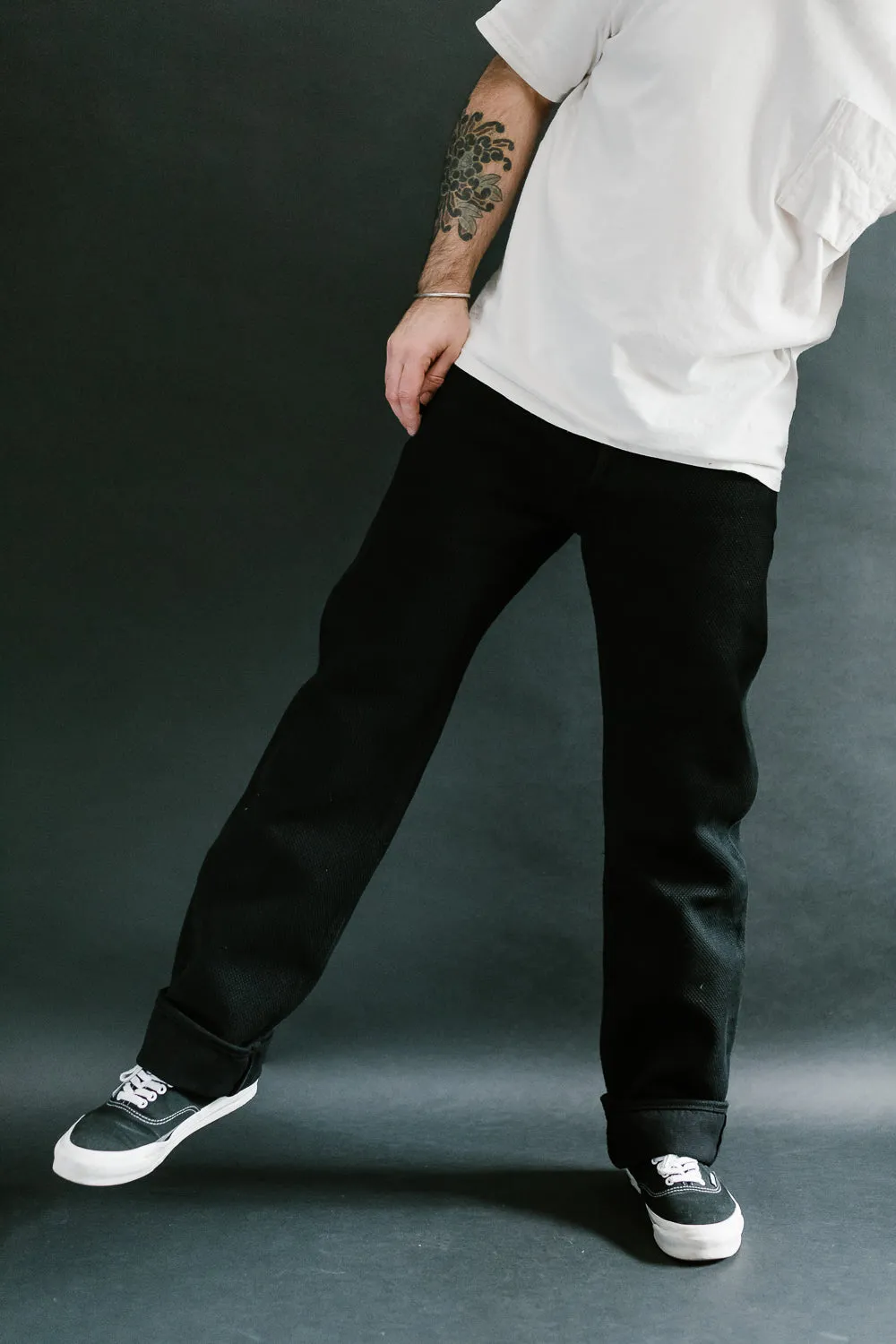 1877S - "Kurozome" Sashiko Selvedge Pants Slim Straight - Black