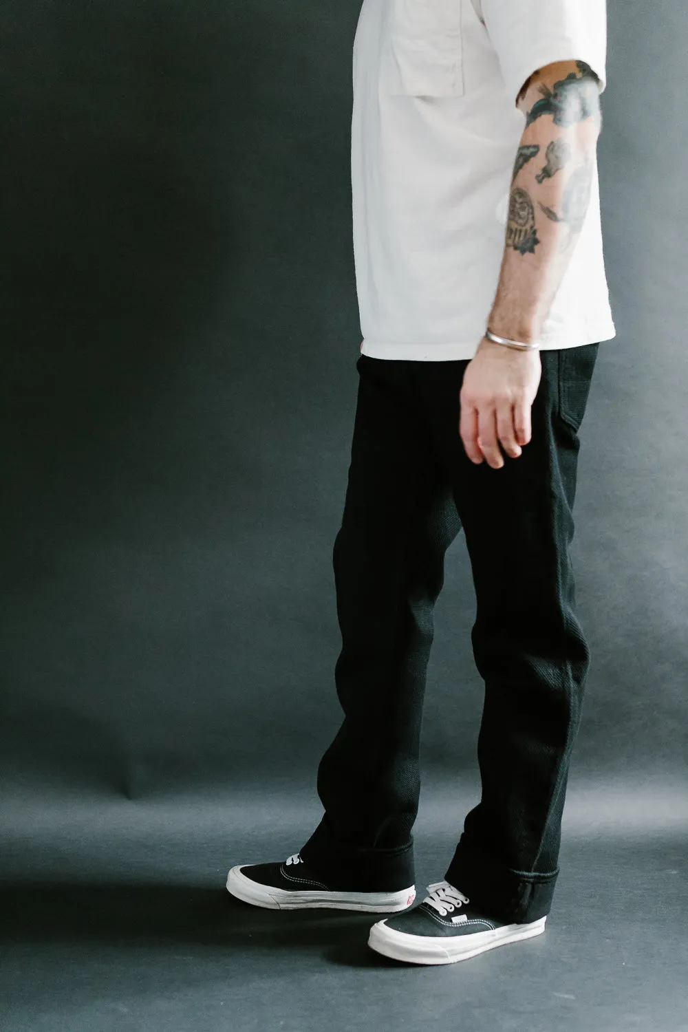 1877S - "Kurozome" Sashiko Selvedge Pants Slim Straight - Black