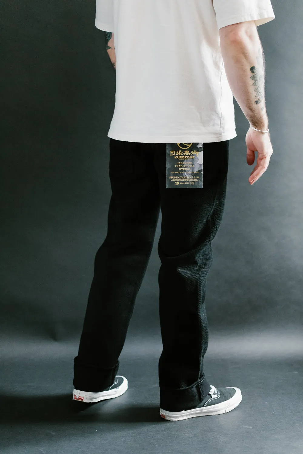 1877S - "Kurozome" Sashiko Selvedge Pants Slim Straight - Black