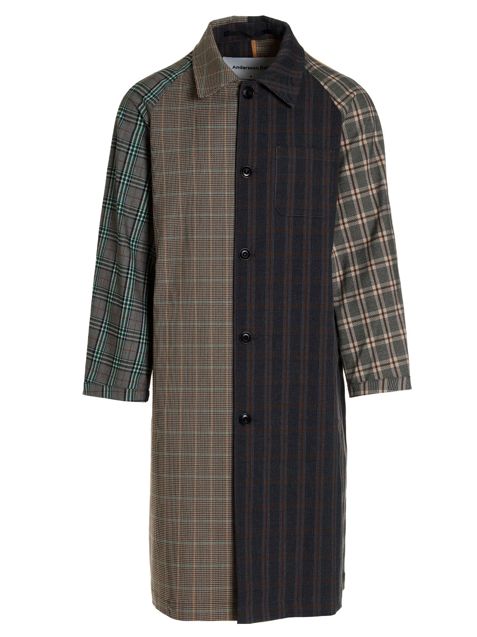 Andersson Bell Patchwork Check Pattern Hooded Coat