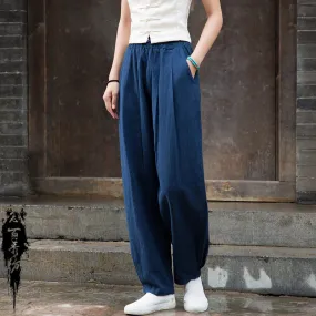 Autumn Linen Pants, Women Long Pants,Causel Women's Autumn Cotton Pants, Vintage Solid Color Linen Pants