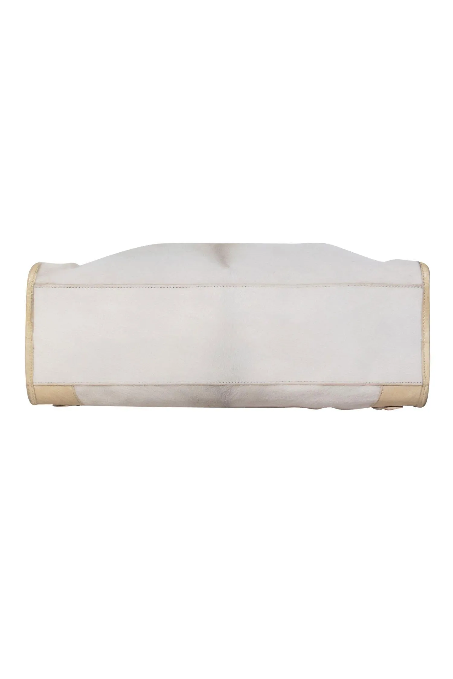 Balenciaga - White & Cream Calf Hair Convertible Satchel