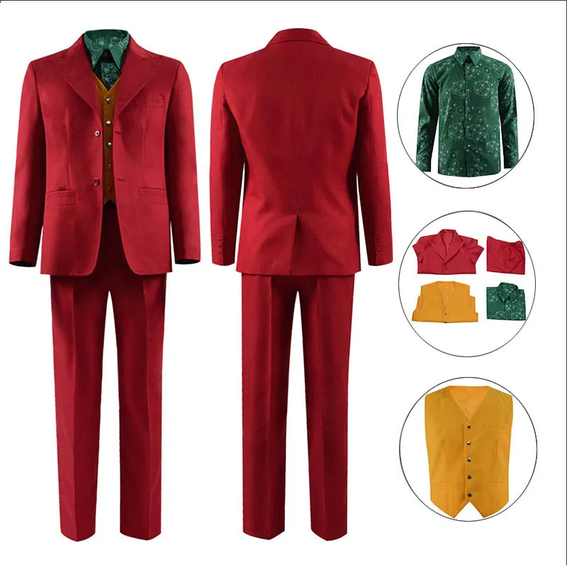 Becostume The Joker Cosplay Costume Joker Red Classic Suit Uniform Halloween Outfit