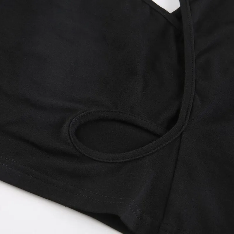 Black Slim Asymmetrical Crop Cut-Out Vest