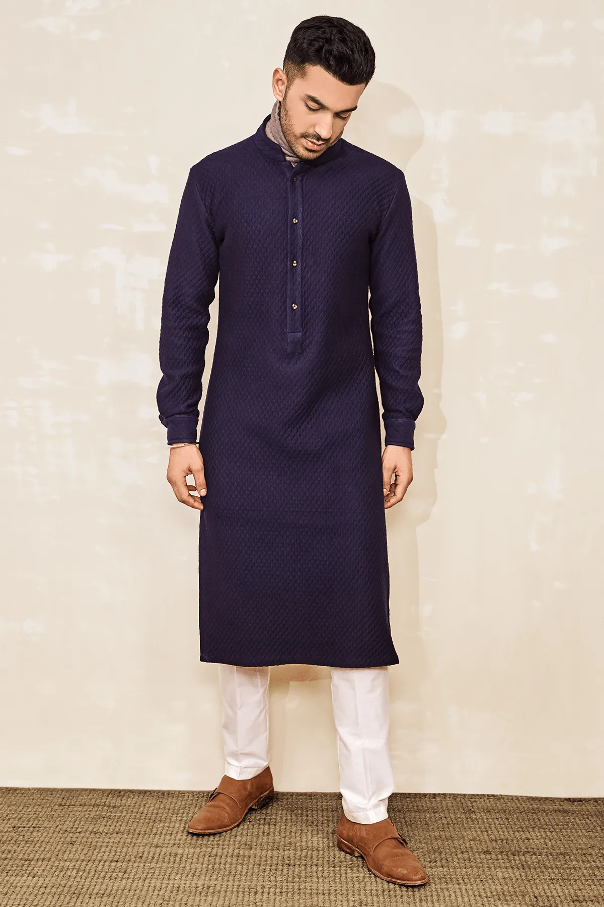 Blue quilted kurta tunic