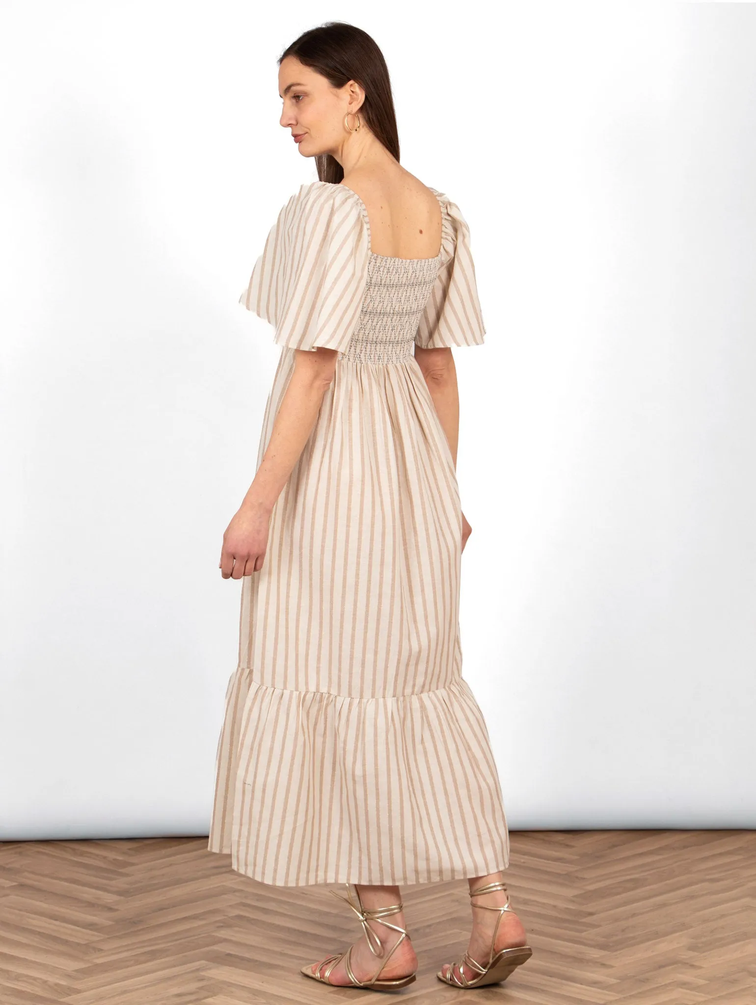 Briar Milkmaid Maxi Dress - Cream, Striped