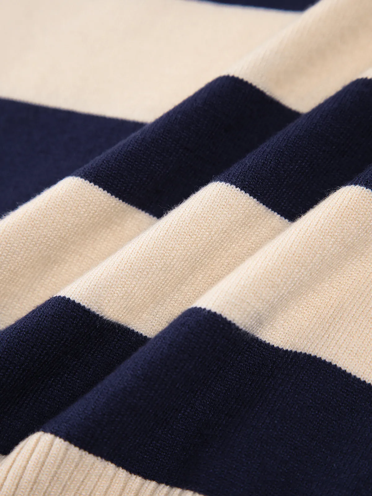 CHICMY- V-Neck Open Collar Stripe Sweater
