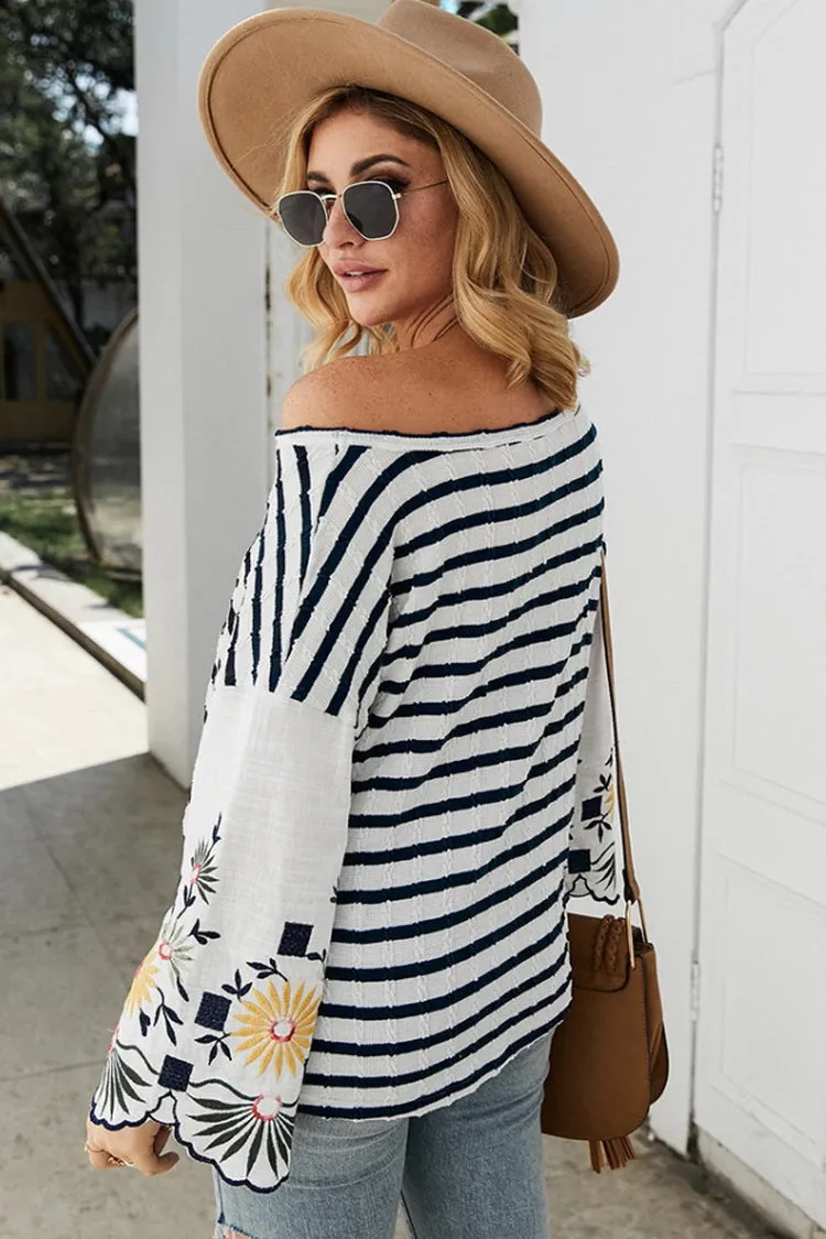 Embroidered Striped T-shirt