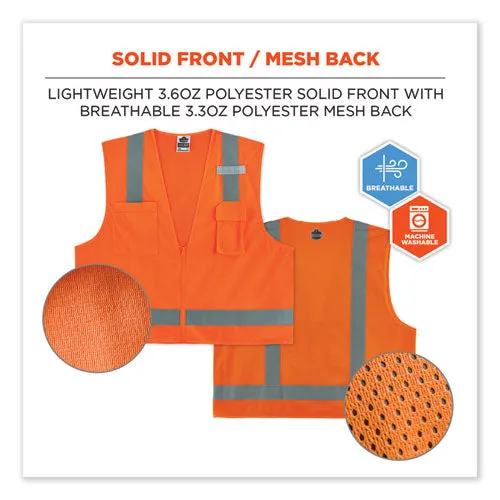 Glowear 8249z Class 2 Economy Surveyors Zipper Vest, Polyester, X-small, Orange, Ships In 1-3 Business Days