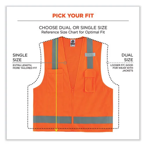 Glowear 8249z Class 2 Economy Surveyors Zipper Vest, Polyester, X-small, Orange, Ships In 1-3 Business Days