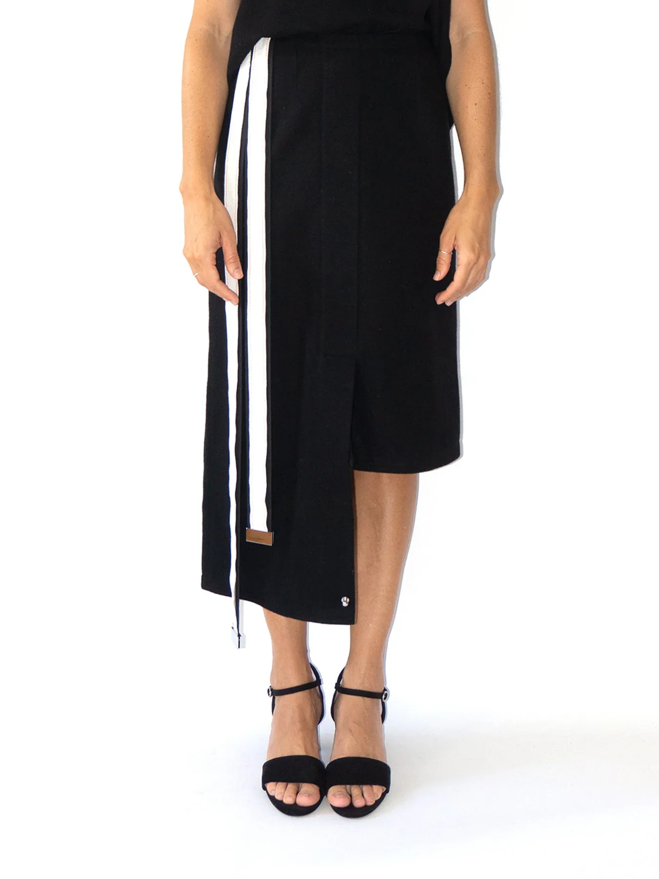 Gres Wool Skirt, Black