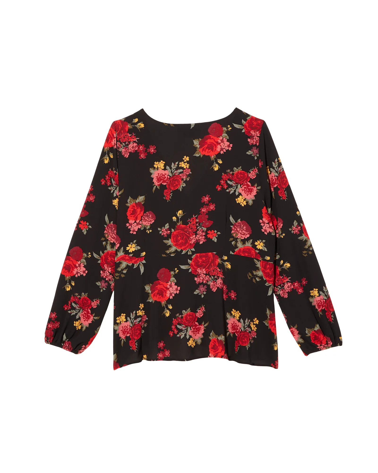 Kendra Long Sleeve Wrap Blouse | Black / Red