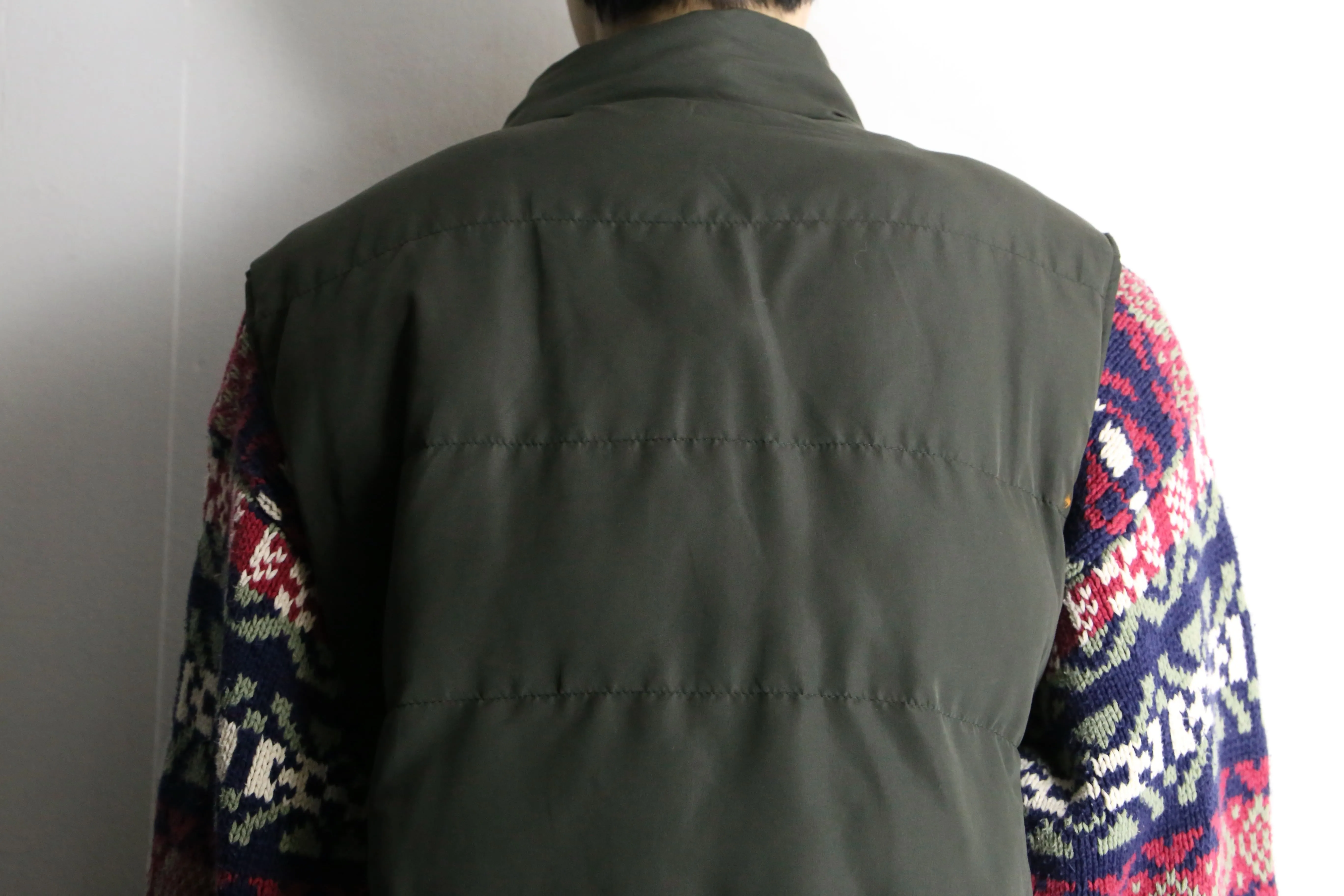 khaki high neck zip down vest