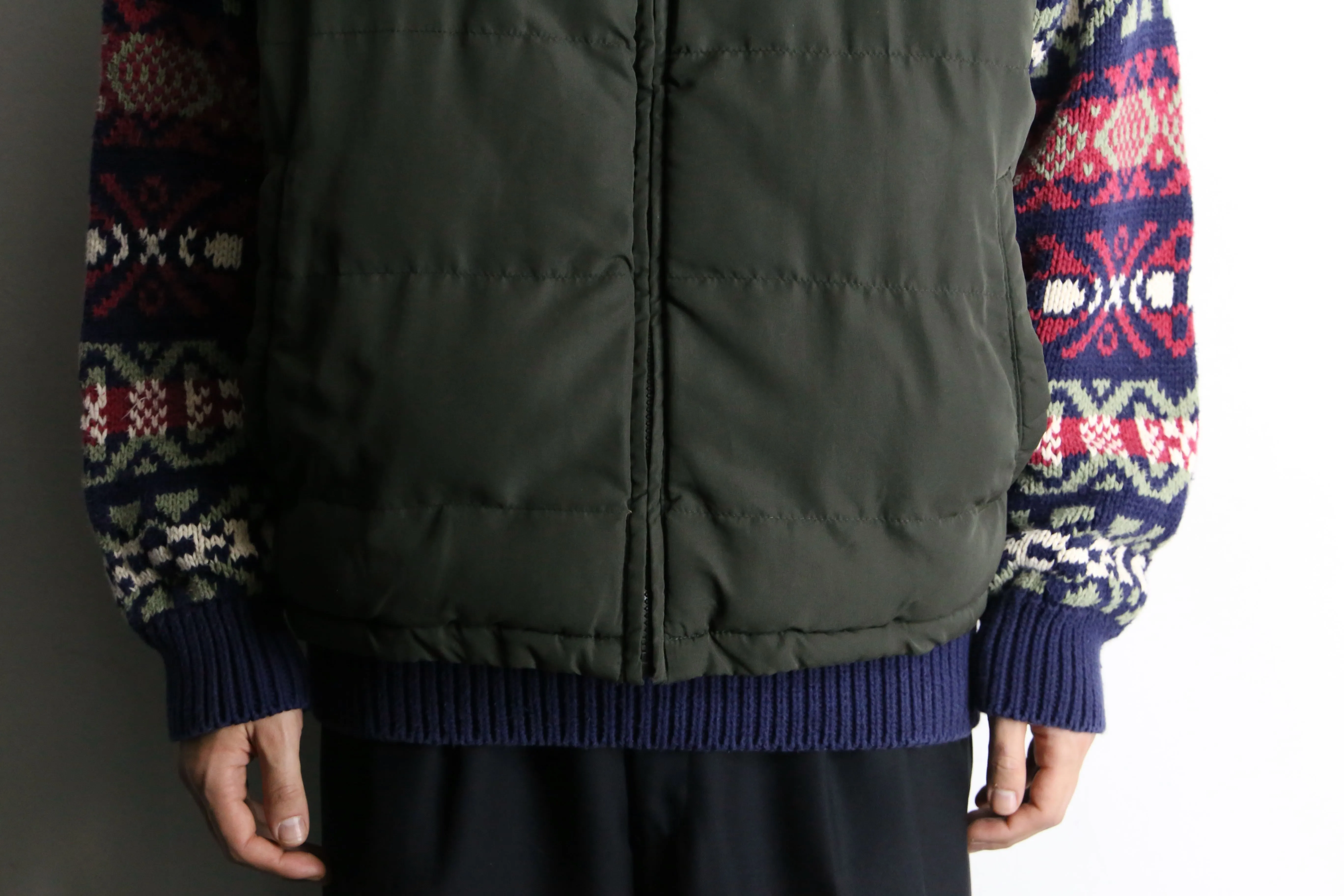 khaki high neck zip down vest