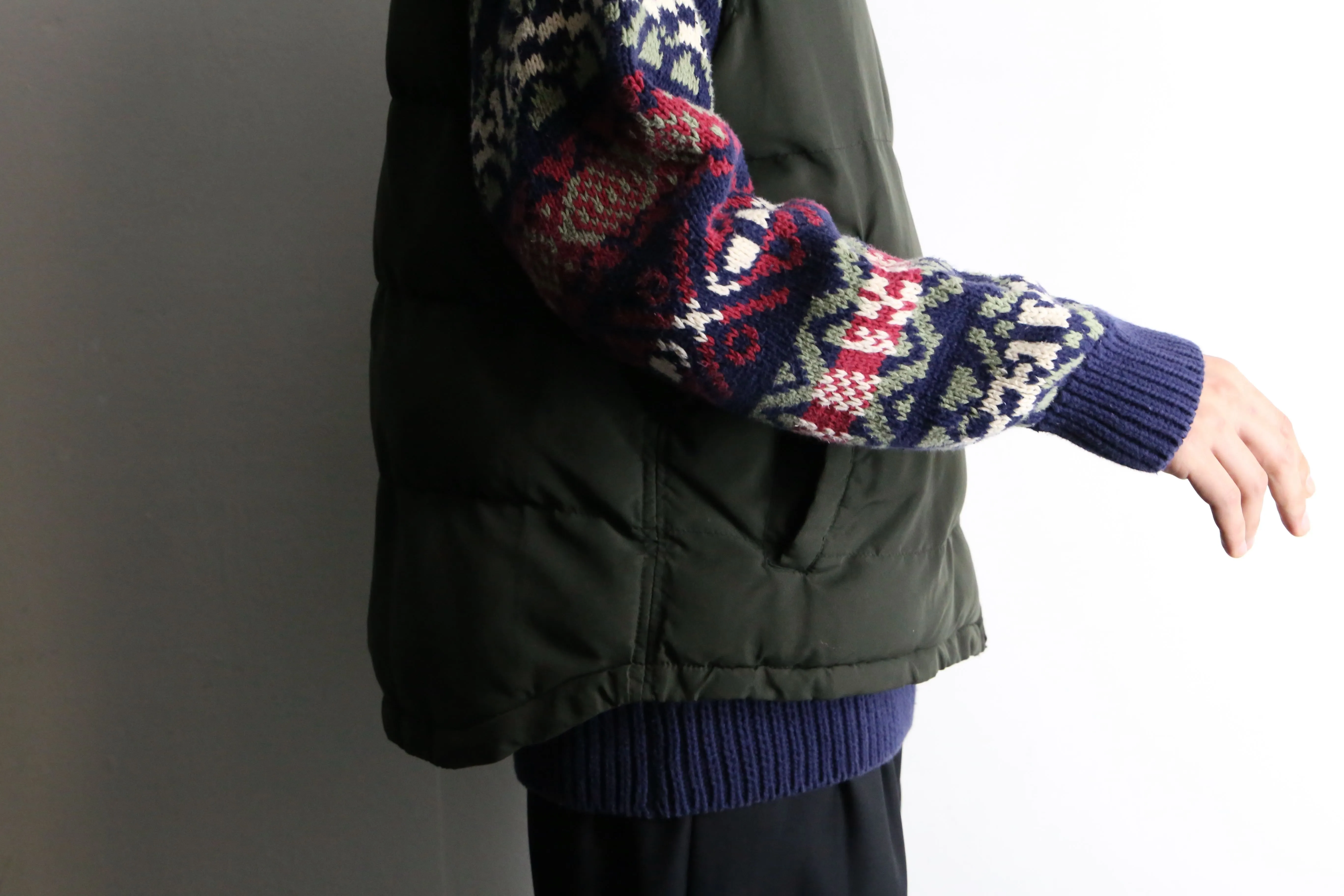 khaki high neck zip down vest