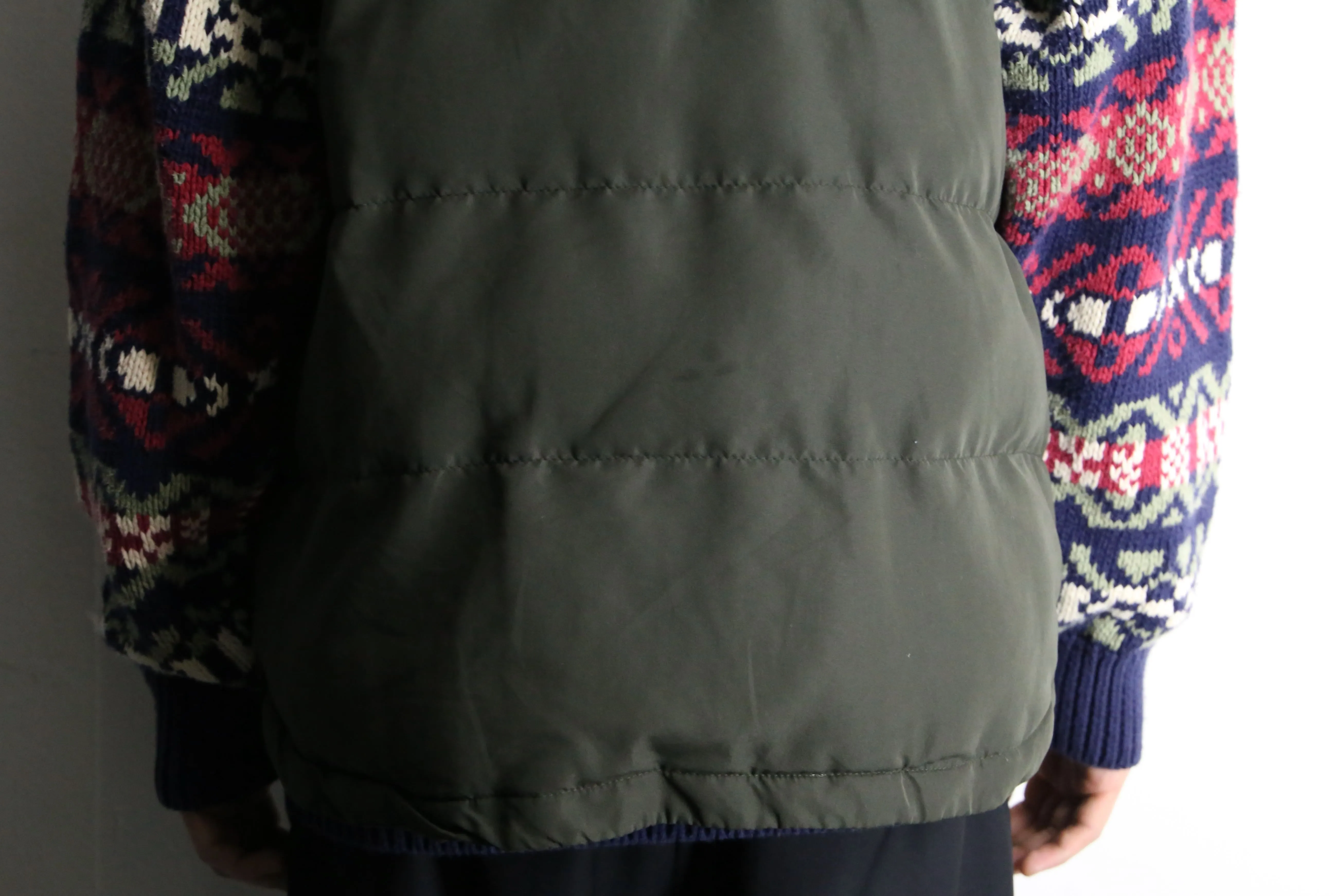 khaki high neck zip down vest
