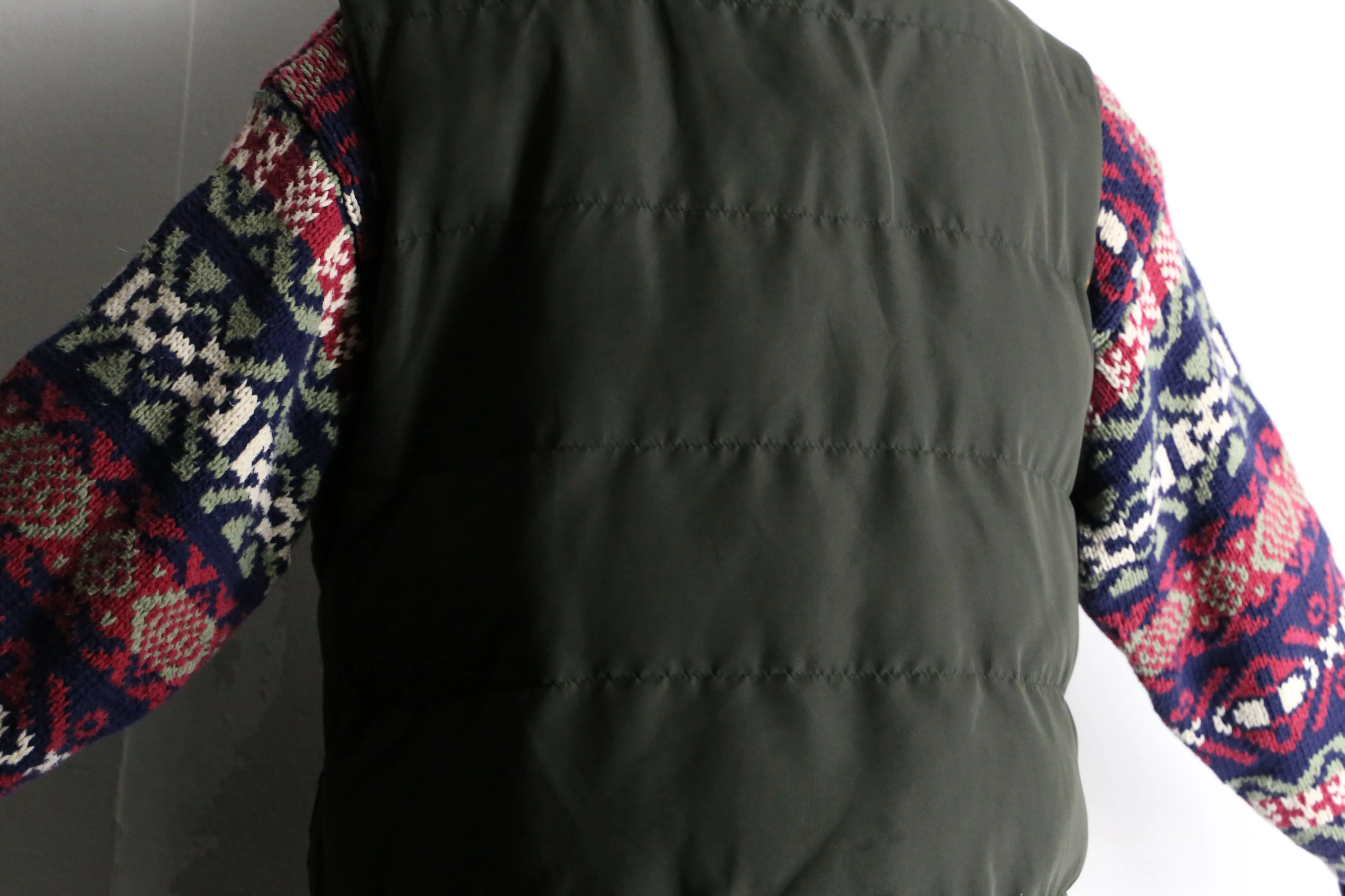 khaki high neck zip down vest