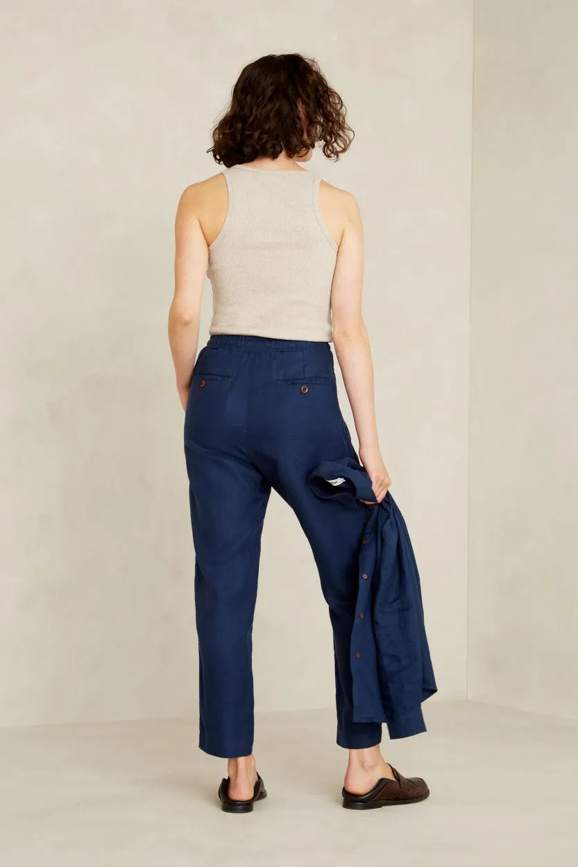 Lourdes Linen Pants Worker Blue