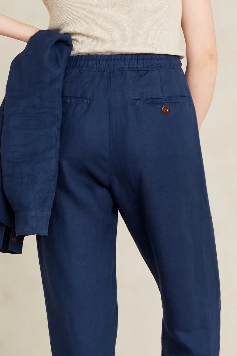 Lourdes Linen Pants Worker Blue