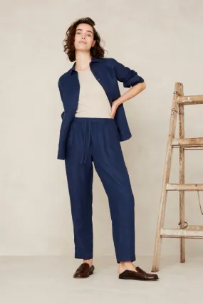 Lourdes Linen Pants Worker Blue
