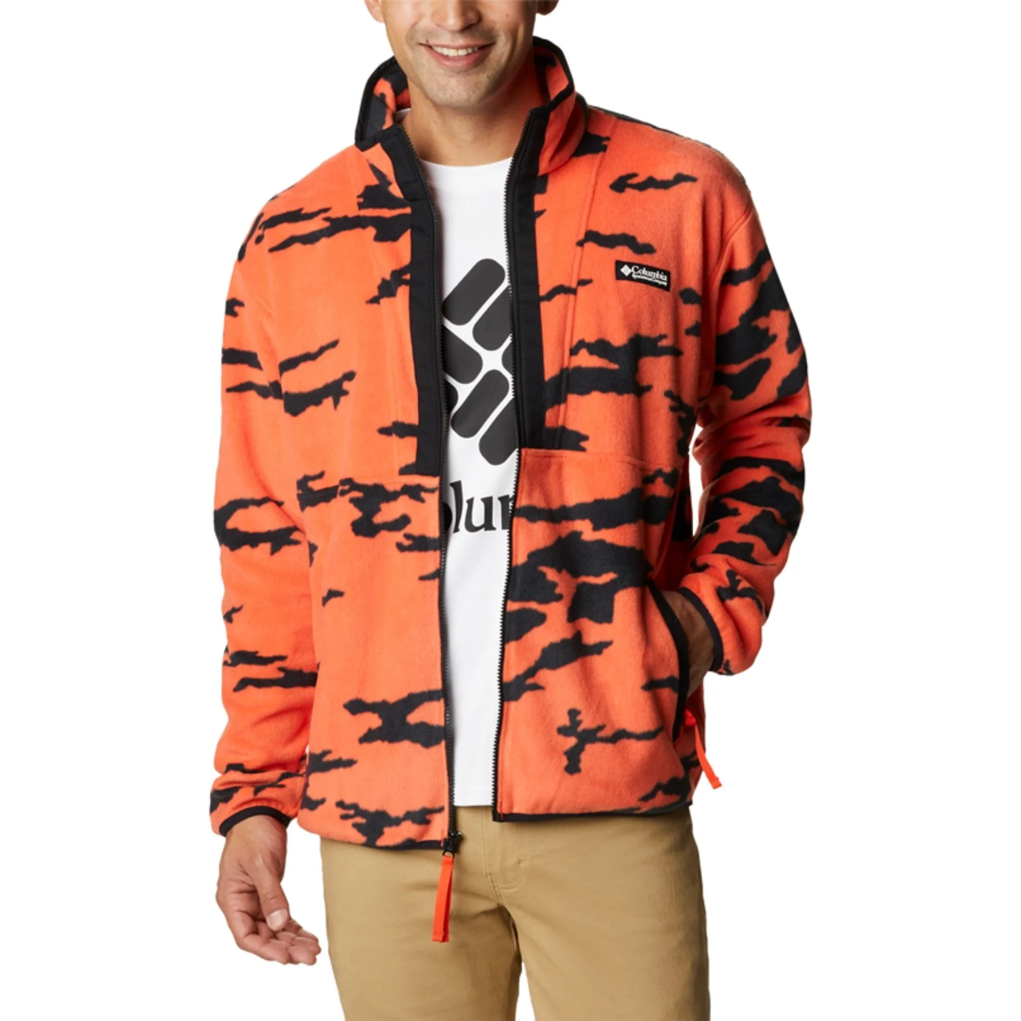 Men Field Roc Backbowl Fleece Full Zip - Red Quartz Roc Fields Camo Print Black
