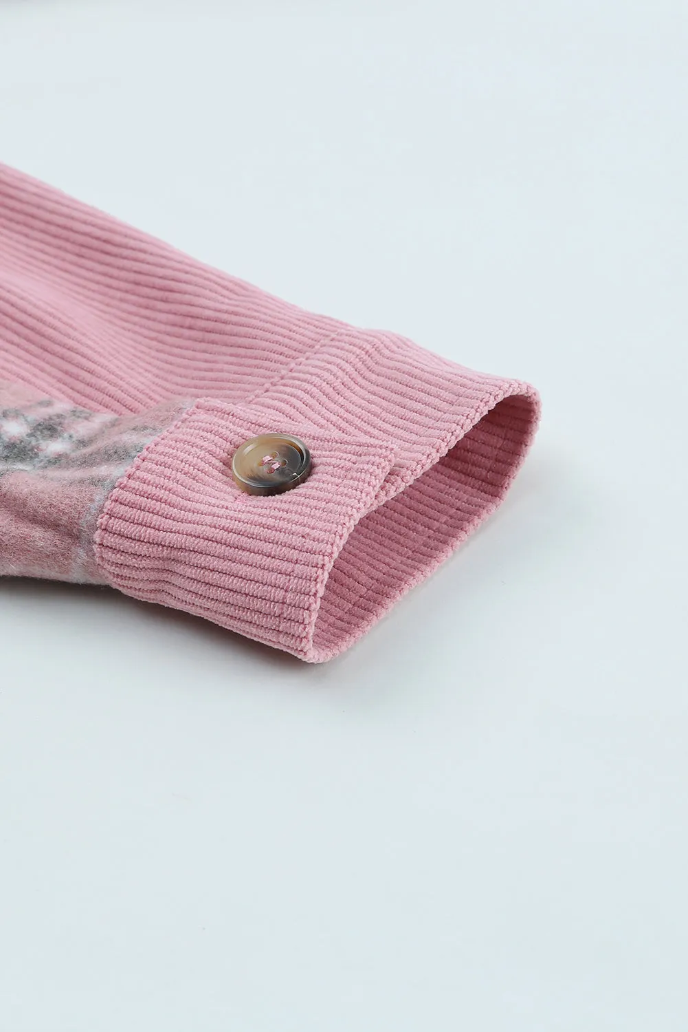 Pink Corduroy Plaid Pattern Shacket