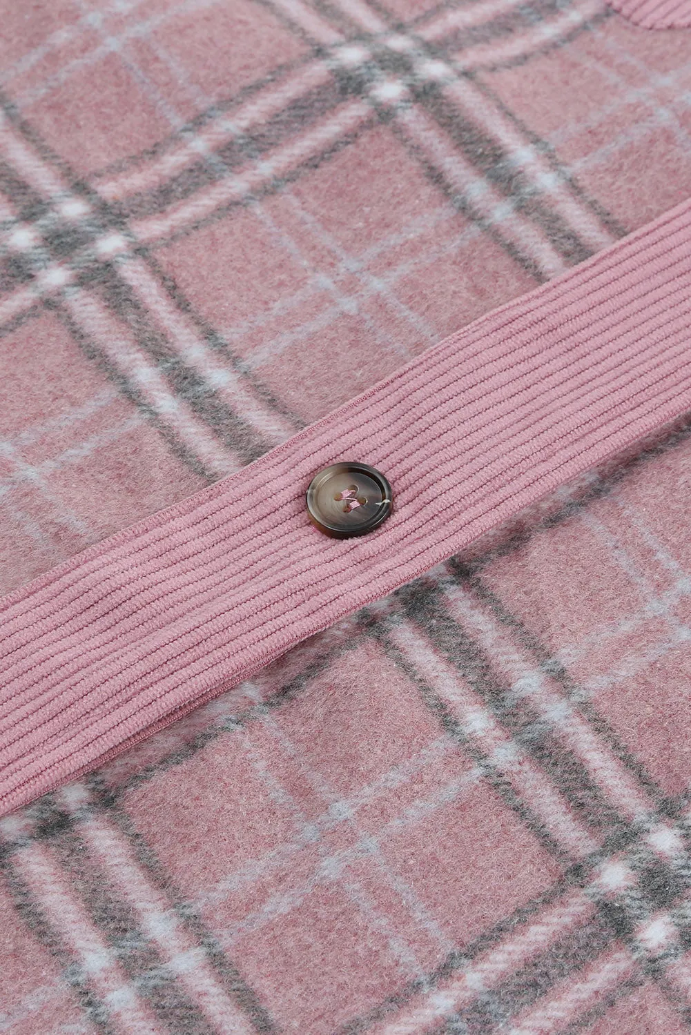Pink Corduroy Plaid Pattern Shacket