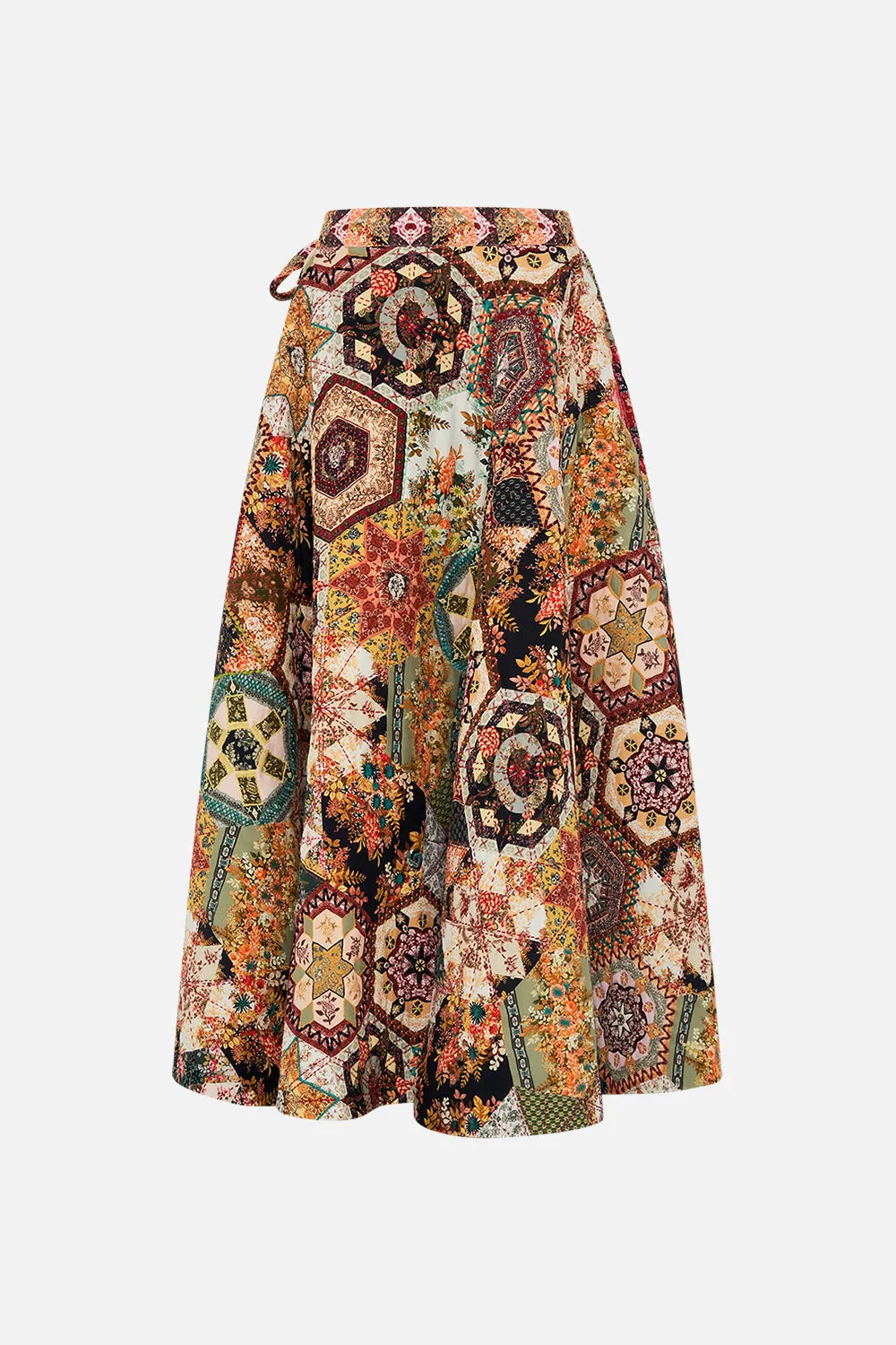 REVERSIBLE EMBROIDERED QUILTED WRAP SKIRT STITCHED IN TIME