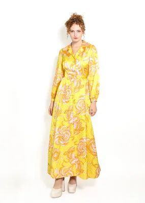 Saks Fifth Ave Yellow Print & Quilted Dress