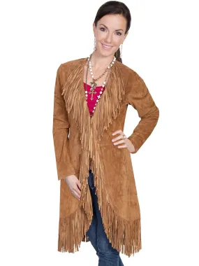 Scully Leatherwear Womens Cinnamon Boar Suede Fringe Maxi Coat L