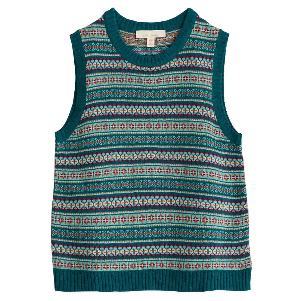 Seasalt Percella Cove Fair Isle Knitted Vest -Wheal Towan Seashore Mix