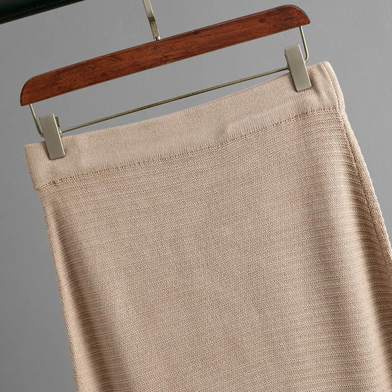 Slim hollow sleeveless vest suit 2025 summer new knitted slit skirt two-piece suit